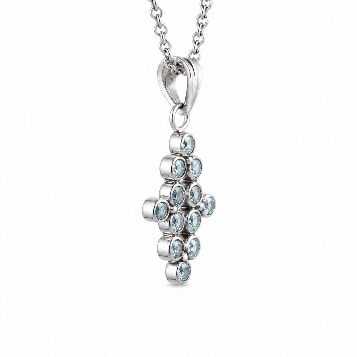 Rare Quality Blue Topaz 925 Sterling Silver Round Pendant 37mm – photo 3