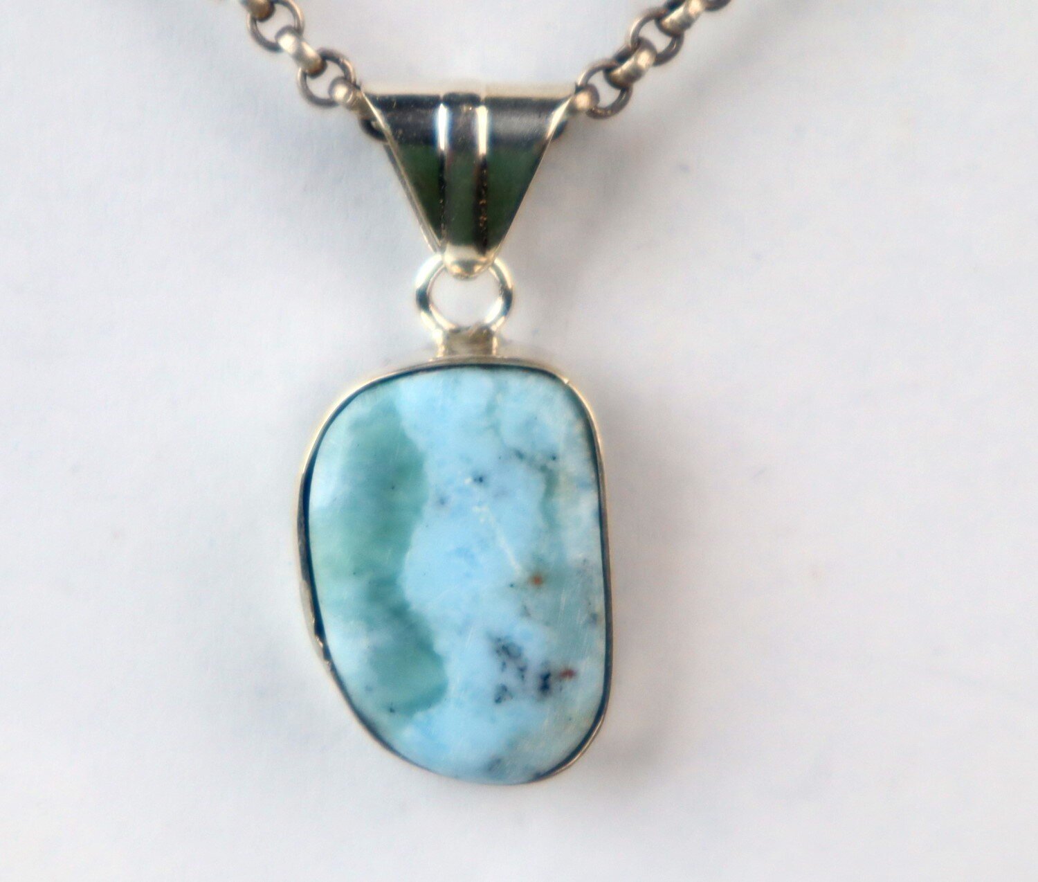 Rarest Green Blue Larimar 925 Sterling Silver Pendant 30mm – photo 6