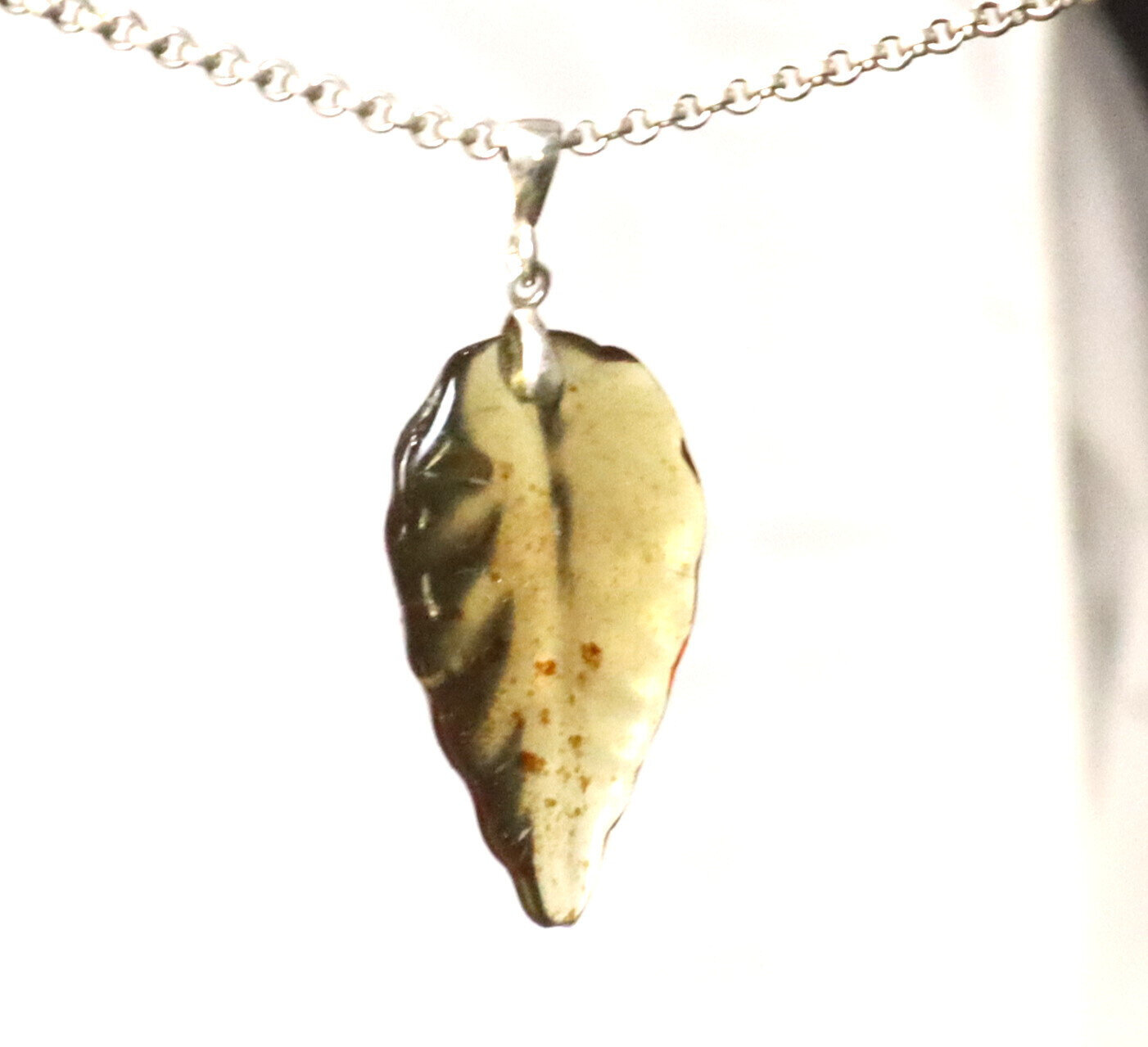 Exquisite 2inch Natural handcarved Clear Green Amber 925 Sterling Silver Pendant – photo 3