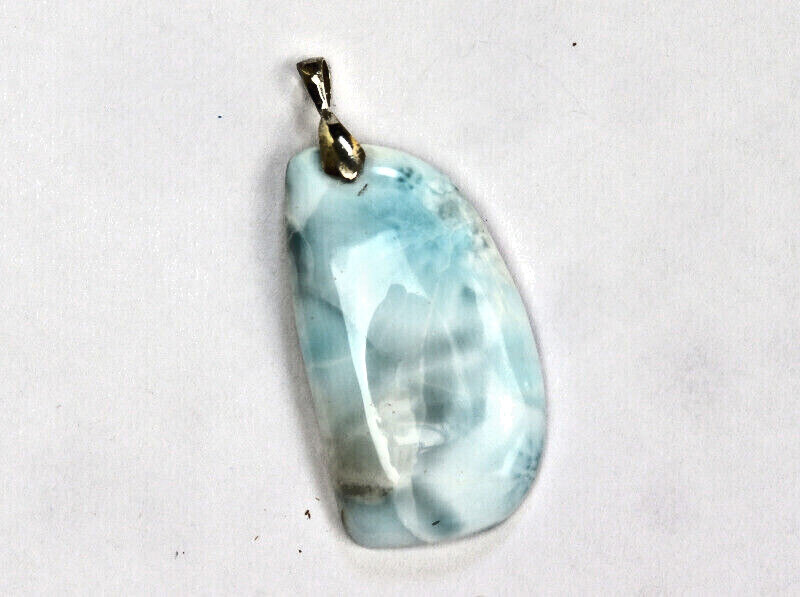 Charming Design Natural Light Blue Larimar .925 Sterling Silver Pendant 2 inch – photo 4