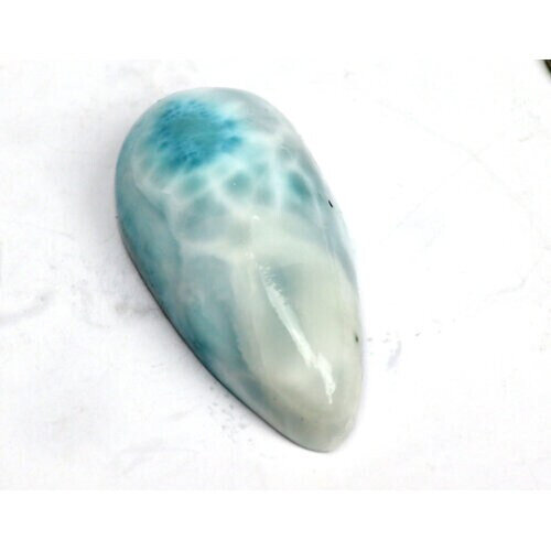 Impressive 2 inch Unique Natural Light Blue Larimar Teardrop Cabochon – photo 4