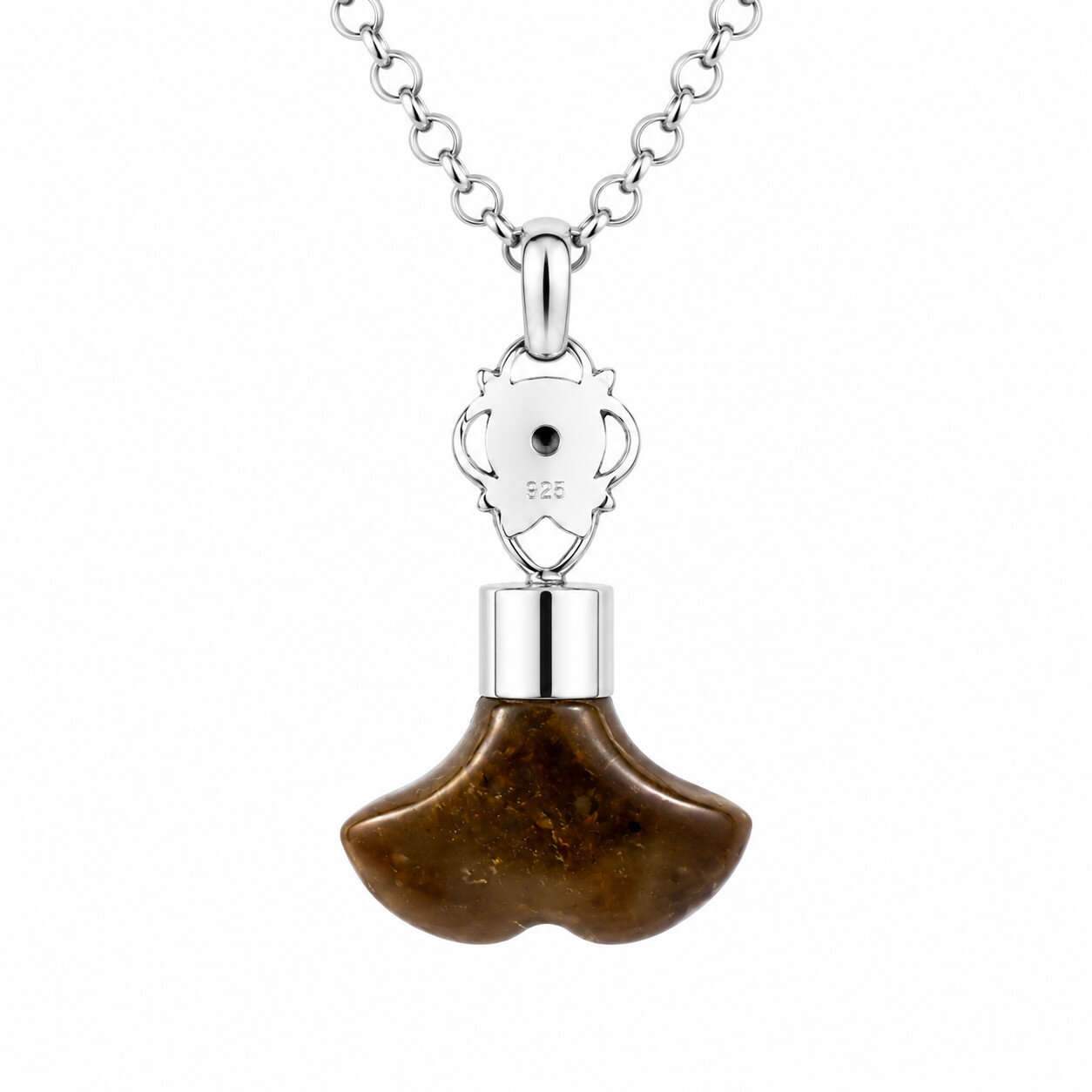 Unique Premium Brown Jasper & Garnet 925 Sterling Silver Whale Tail Pendant 51mm – photo 3