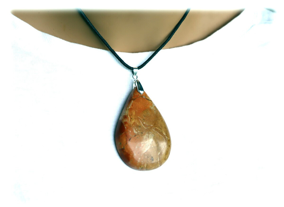 3 inch Natural Orange Red Jasper Pendant 80mm free leather necklace – photo 6