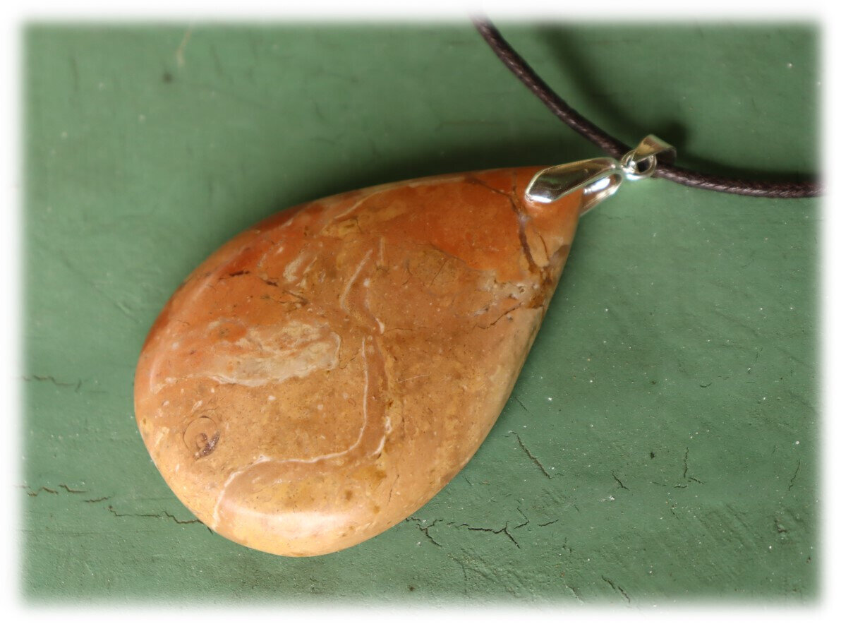 3 inch Natural Orange Red Jasper Pendant 80mm free leather necklace – photo 11