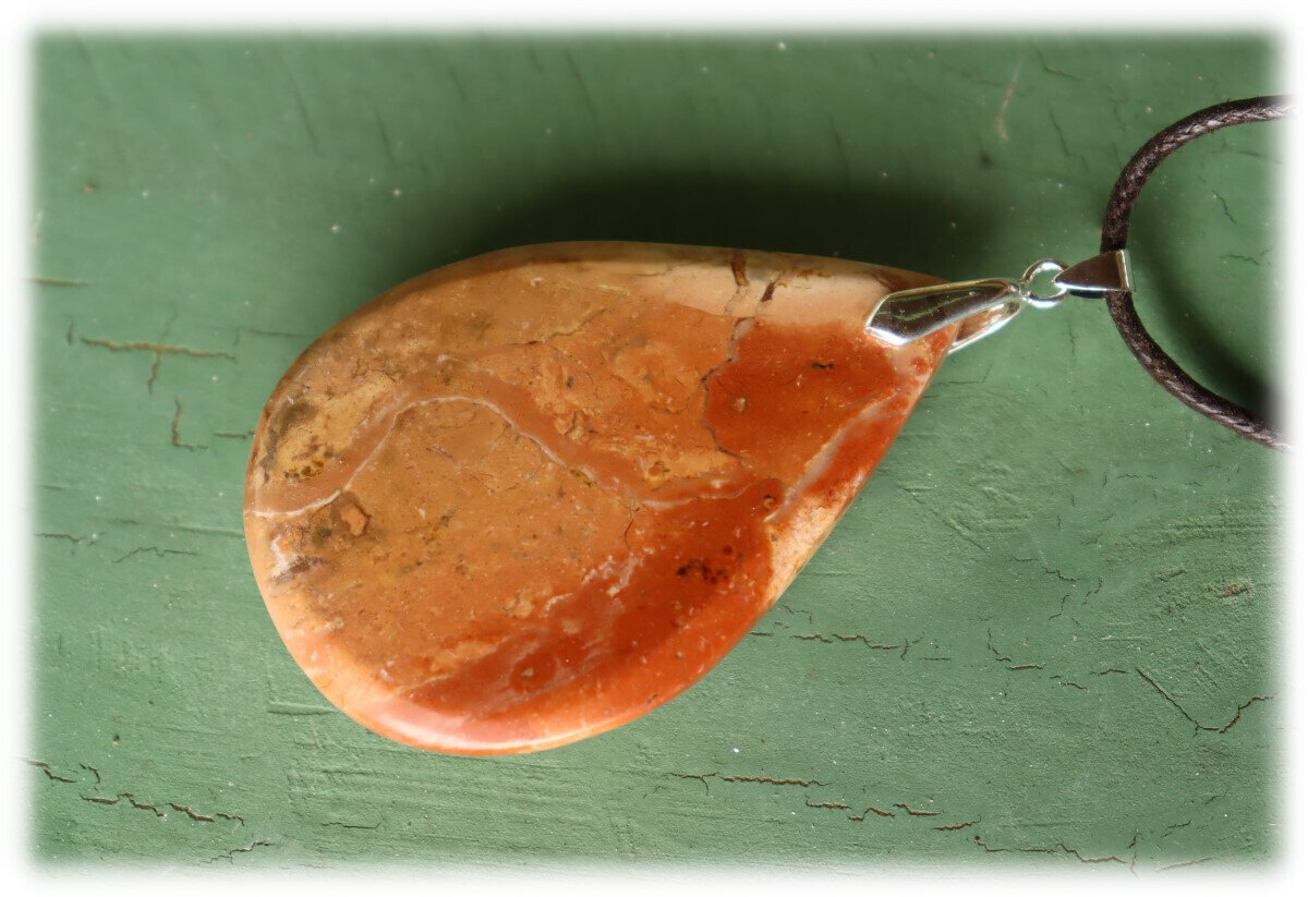 3 inch Natural Orange Red Jasper Pendant 80mm free leather necklace – photo 13