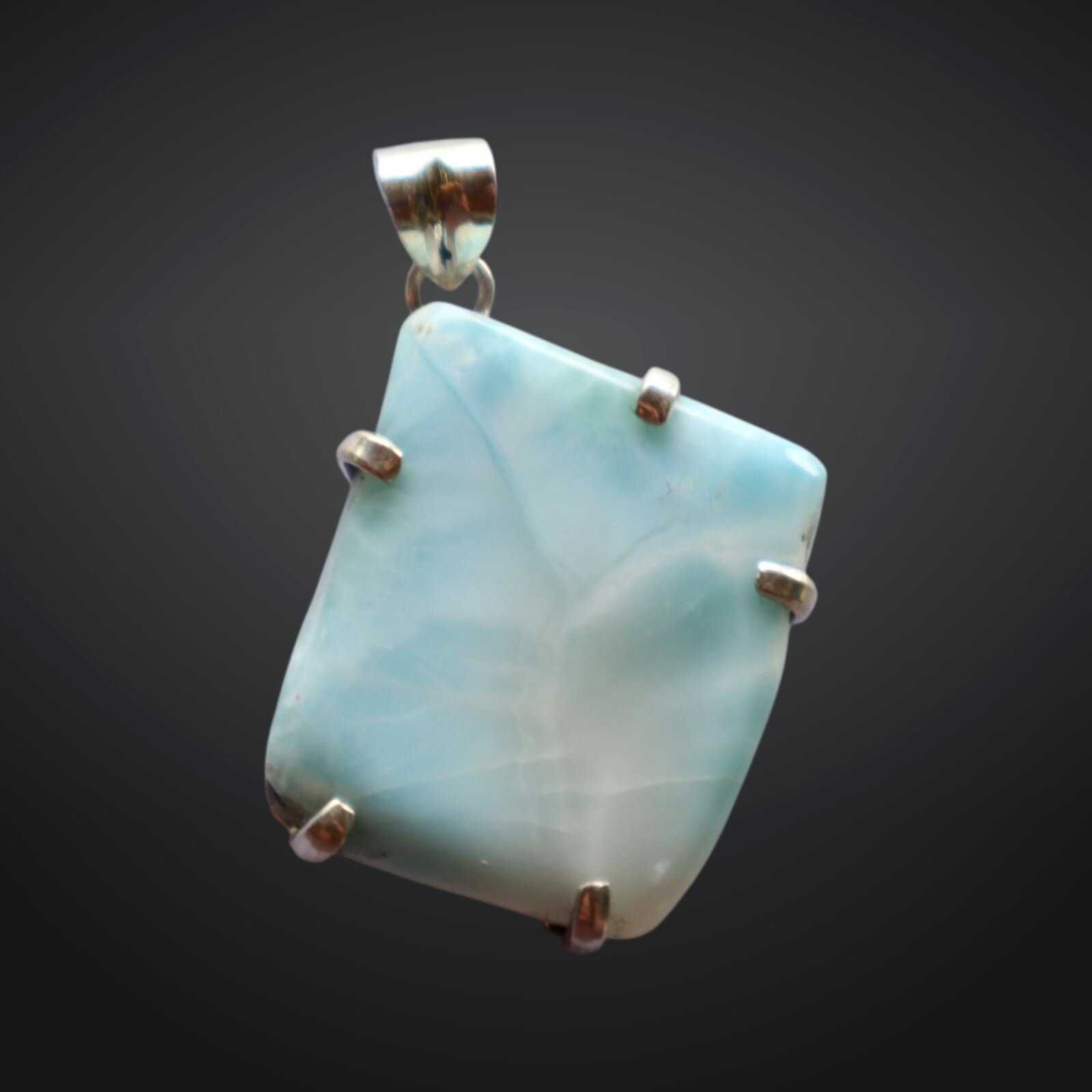 Genuine 15.7g heavy Light Blue Larimar 925 Sterling Silver Slab Pendant 44mm – photo 4