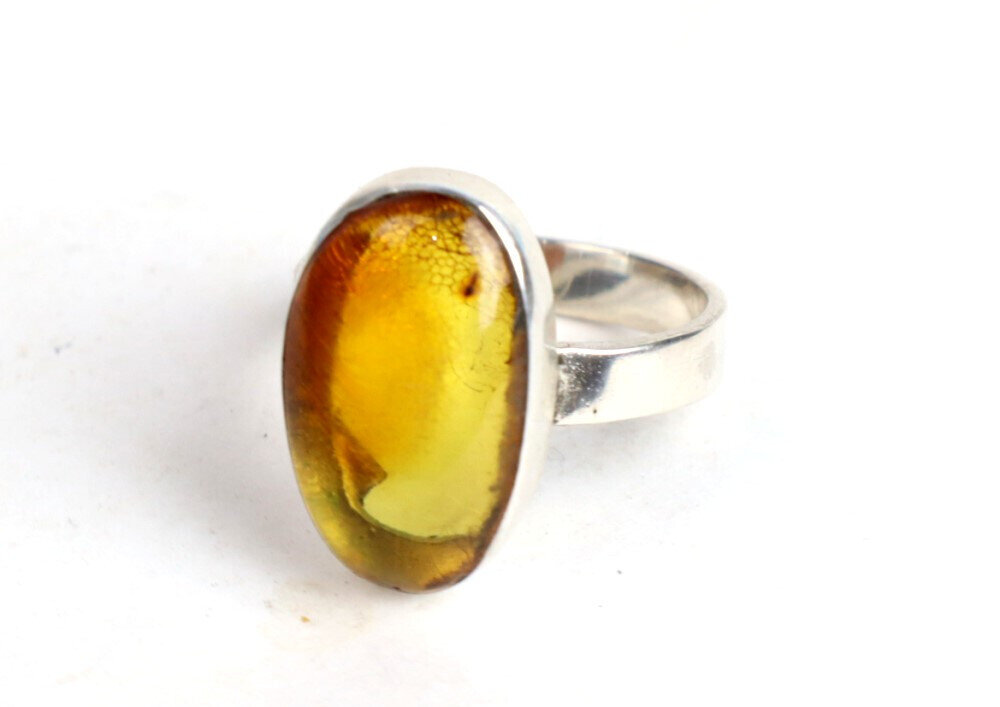 Exquisite Natural Clear Yellow Orange Amber .925 Sterling Silver Ring #5 – photo 5