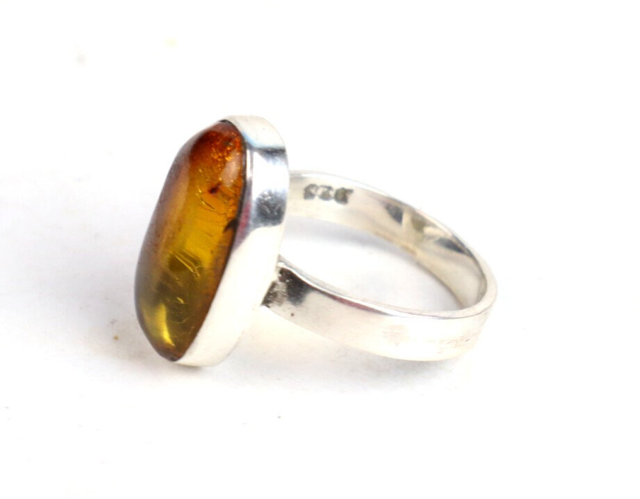 Exquisite Natural Clear Yellow Orange Amber .925 Sterling Silver Ring #5 – photo 7