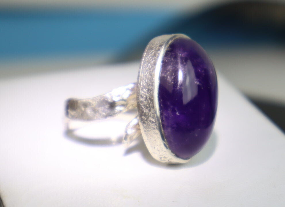 Exquisite Natural Clear Deep Purple Amethyst .925 Sterling Silver Ring #6 – photo 7