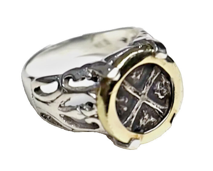 ATOCHA SPAIN COLONIAL PIRATE Shipwreck COIN solid .925 SILVER RING free resize