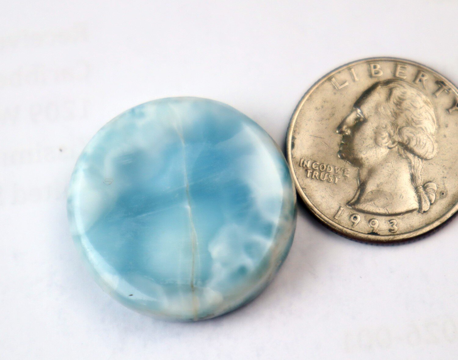 Exquisite Natural Sky Blue Larimar Round Disk Cabochon 27mm – photo 3