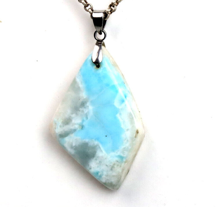 Exquisite Genuine Natural Sky Blue Larimar Pendant 1.1 inch – photo 3