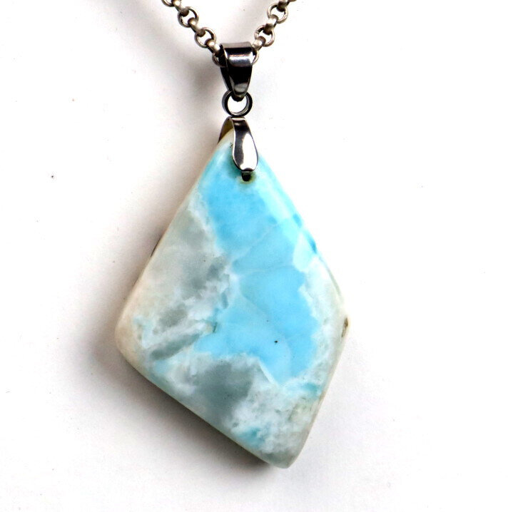 Exquisite Genuine Natural Sky Blue Larimar Pendant 1.1 inch – photo 5