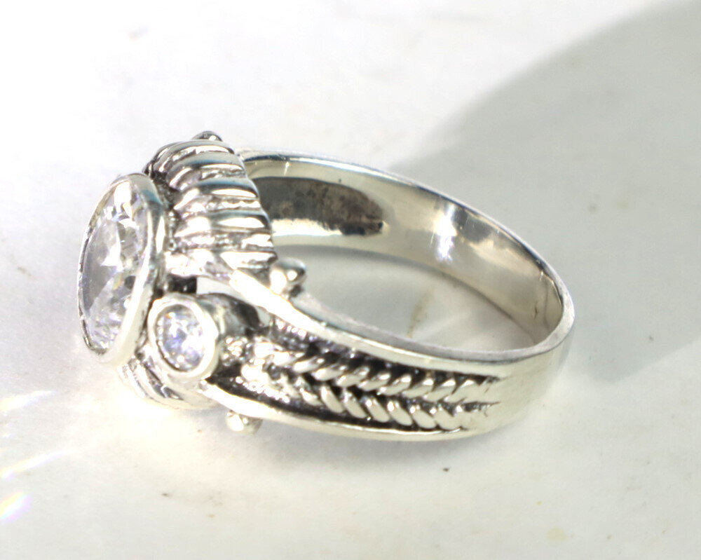 Impressive Clear Faceted Cubic Zirconia .925 Sterling Silver Ring #8 – photo 9