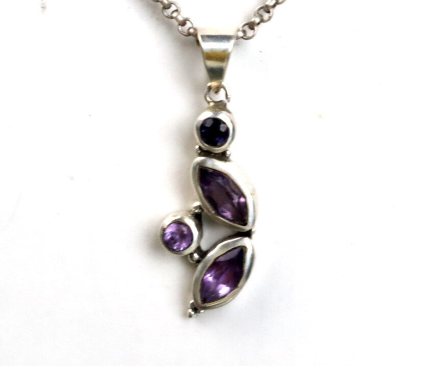 Natural Amethyst Pendant 925 Sterling Silver 42mm Clear Deep Purple – photo 3