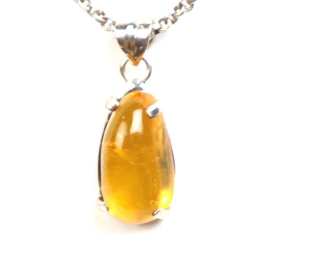 Amber .925 Sterling Silver Pendant 31mm with flying Insect fossil – photo 5