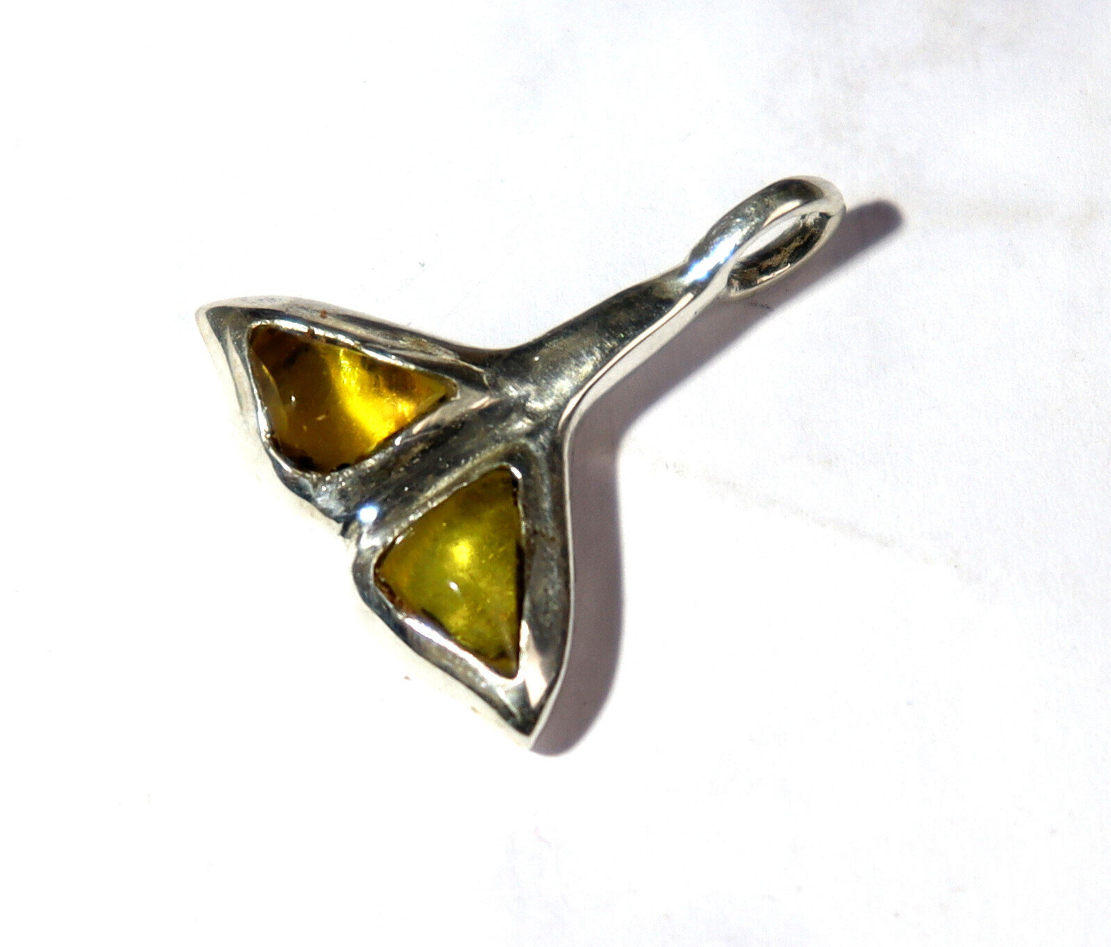 Excellent Natural Clear Yellow Amber .925 Sterling Silver Pendant Whalefin 23mm – photo 8