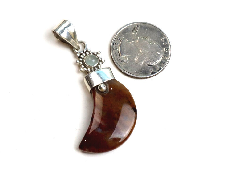 Finest Natural Deep Brown Cat Eye .925 Sterling Silver Claw Pendant 60mm – photo 2