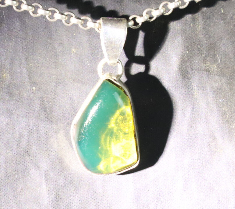 Finest Natural Clear Ocean Green Amber .925 Sterling Silver Pendant 29mm – photo 6