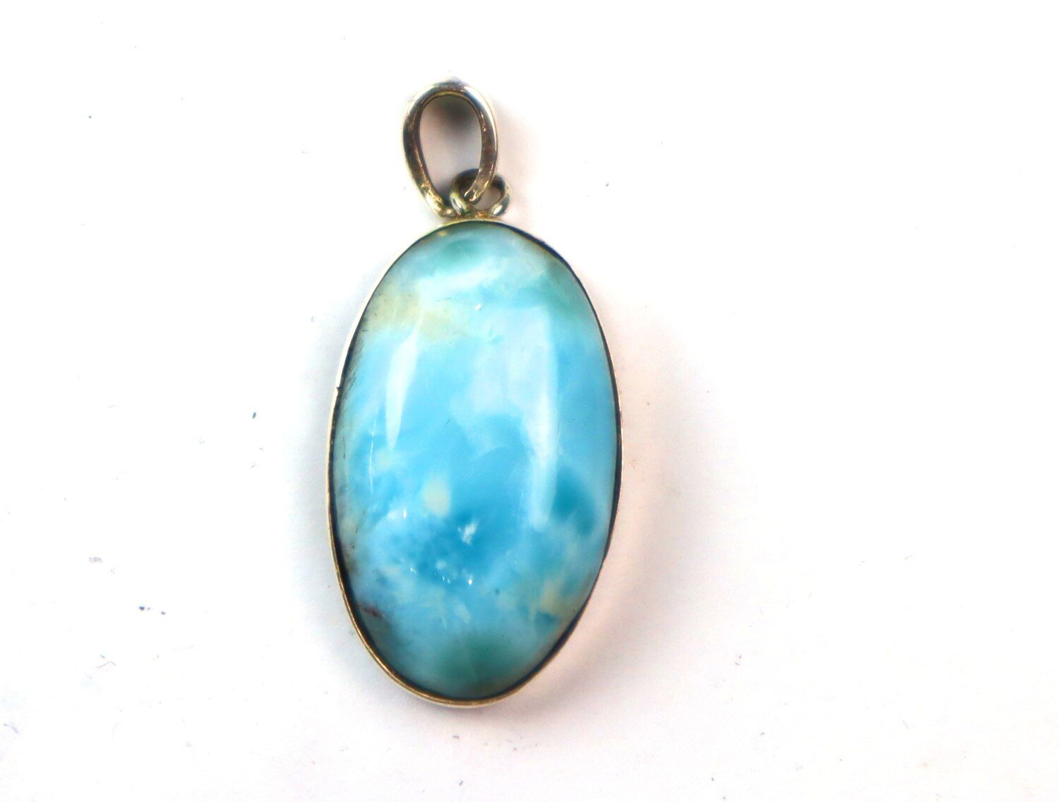 Charming Design Natural Deep Blue Larimar .925 Sterling Silver Pendant 38mm – photo 3