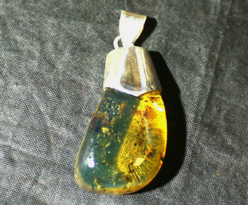 Excellent Natural Deep Green Amber .925 Sterling Silver Pendant 1.7inch – photo 6
