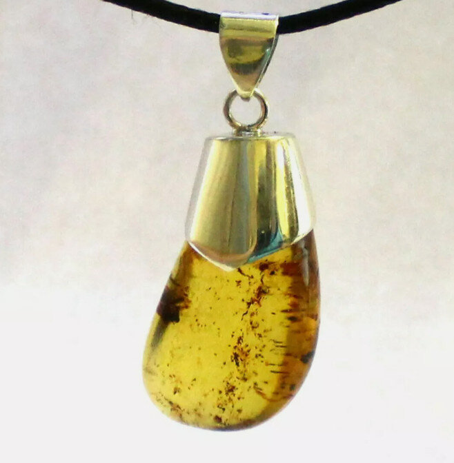 Excellent Natural Deep Green Amber .925 Sterling Silver Pendant 1.7inch – photo 9