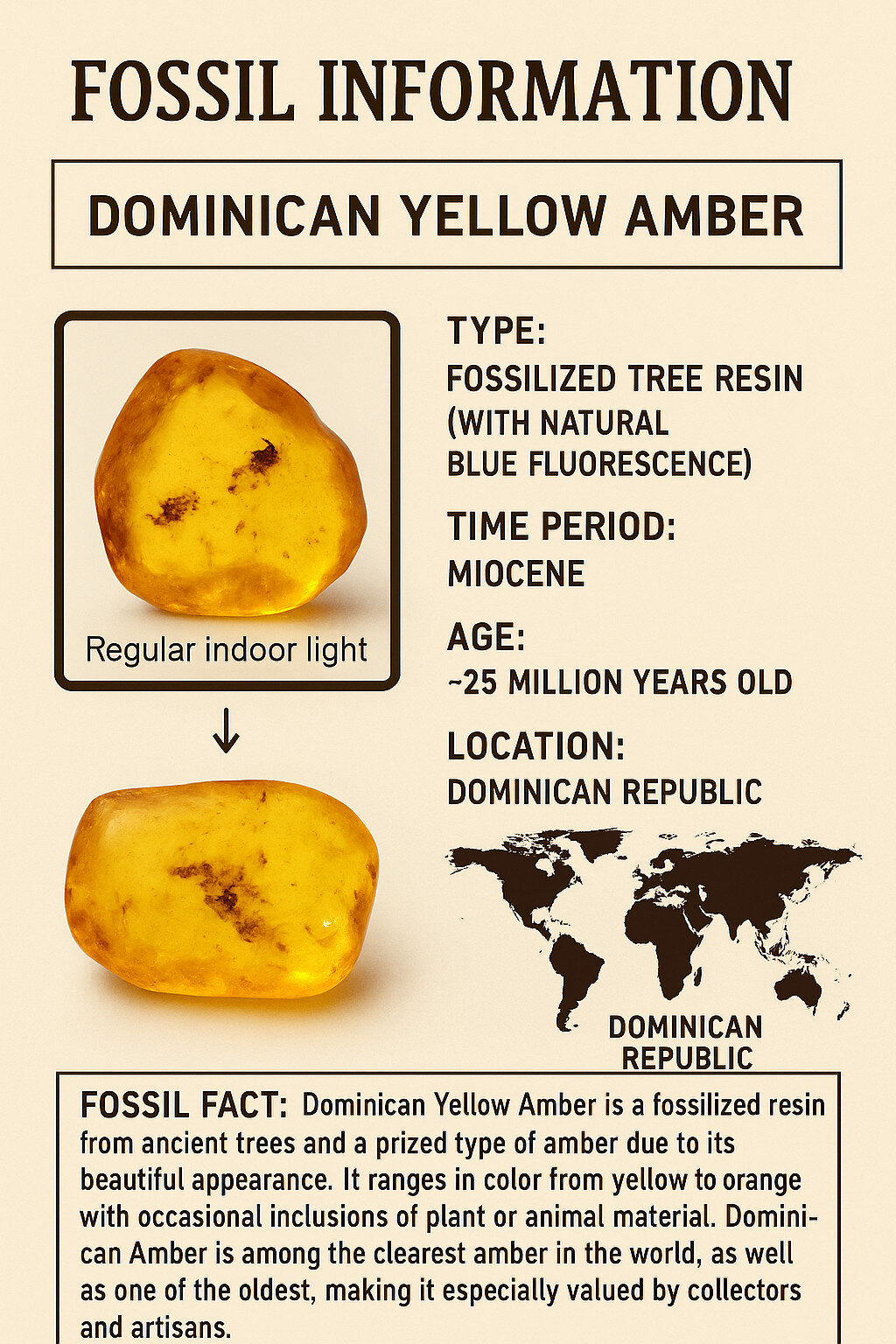 Beautiful Natural Dominican Clear Yellow Amber Polished Stone – 33mm – photo 2