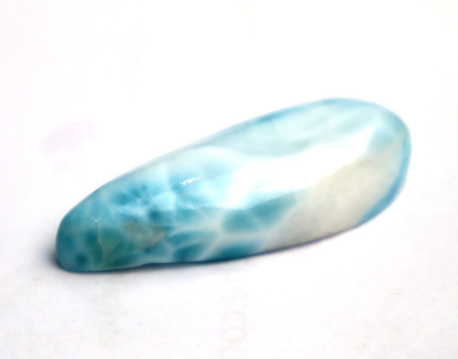 Rarest Natural Sky Blue Larimar Cabochon – 44mm Teardrop | 63ct | Dominican Rep. – photo 5