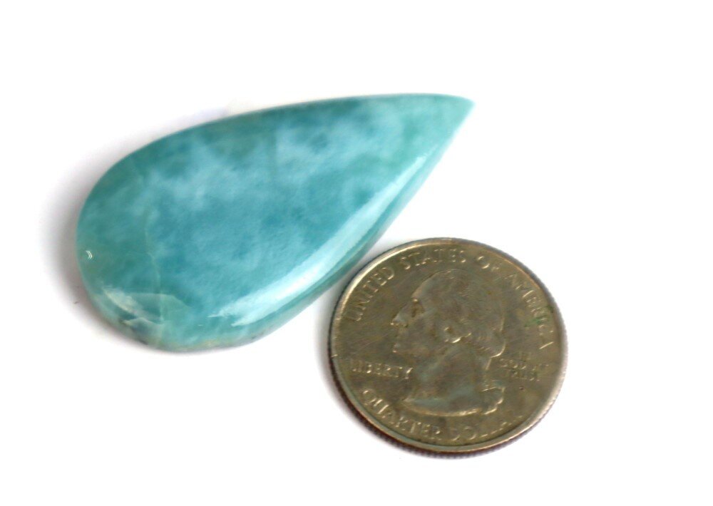 Impressive Natural Dominican Ocean Blue Larimar Polished Stone Cabochon 47mm – photo 10