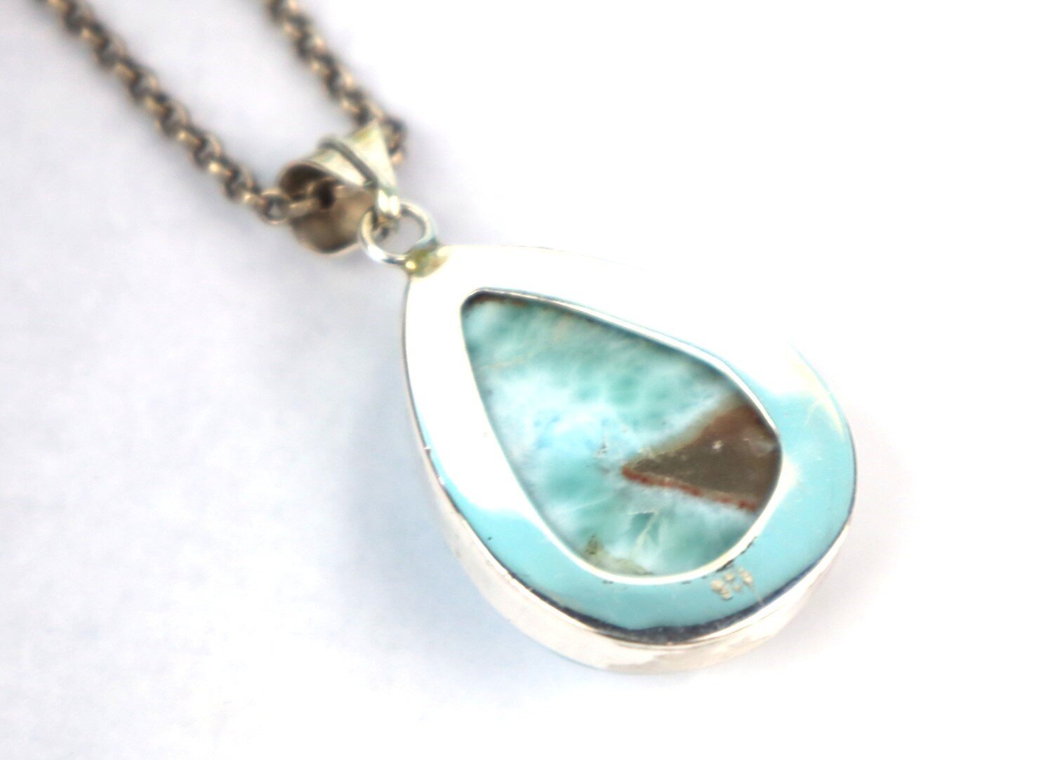 Heavy 75CT Exquisite Natural Ocean Blue Larimar 925 Sterling Silver Pendant 42mm – photo 5