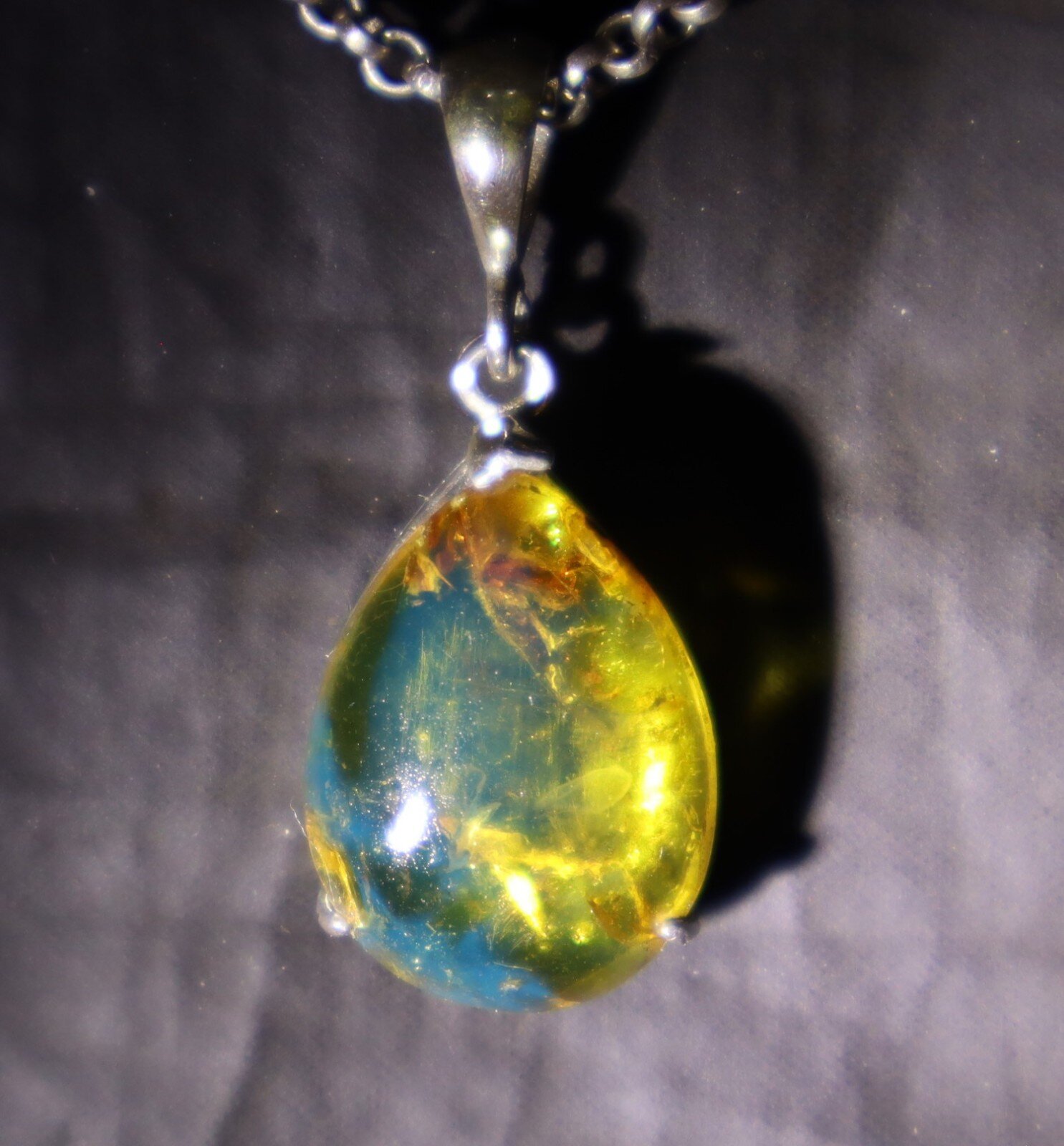 Exquisite Natural Clear Light Blue Amber .925 Sterling Silver Pendant 35mm – photo 12