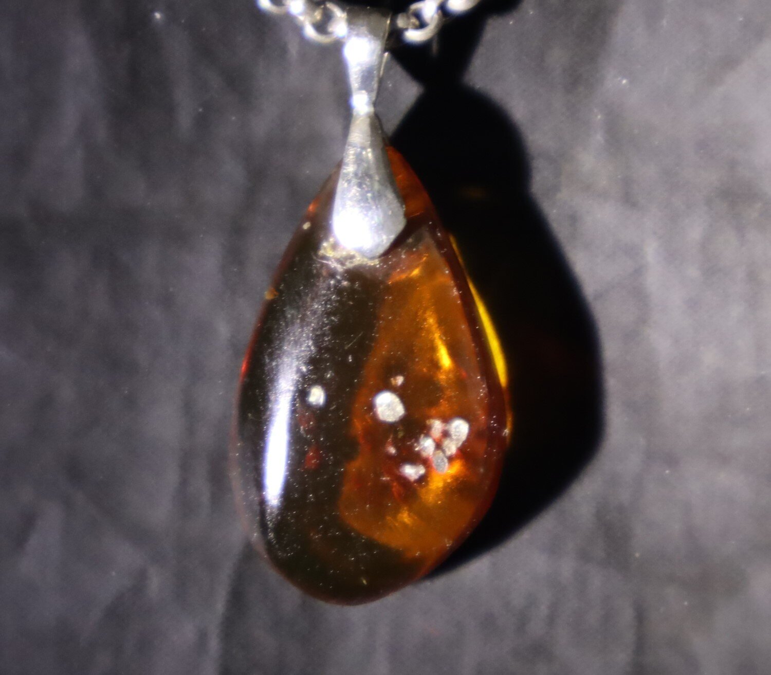Lovely Natural Clear Orange Green Amber .925 Sterling Silver Pendant 35mm – photo 6